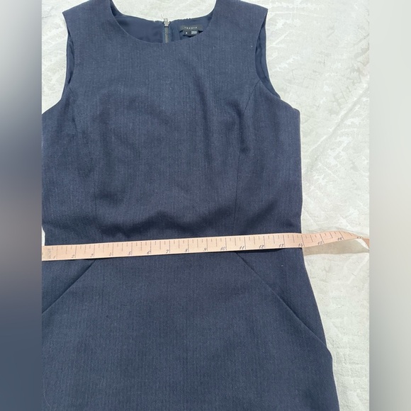 Theory Colete Shift Tweed Dress Sleeveless Wool Blend Pockets navy - Picture 6 of 9
